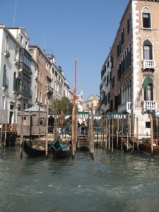 gondolas in venice italy facing adriatic sea