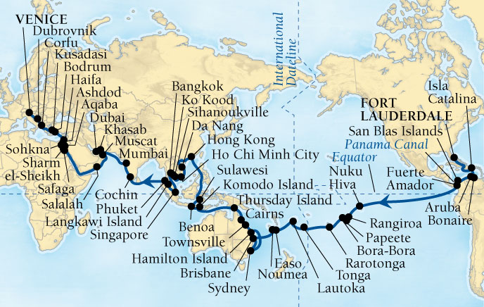 seabourn cruise line world cruise map