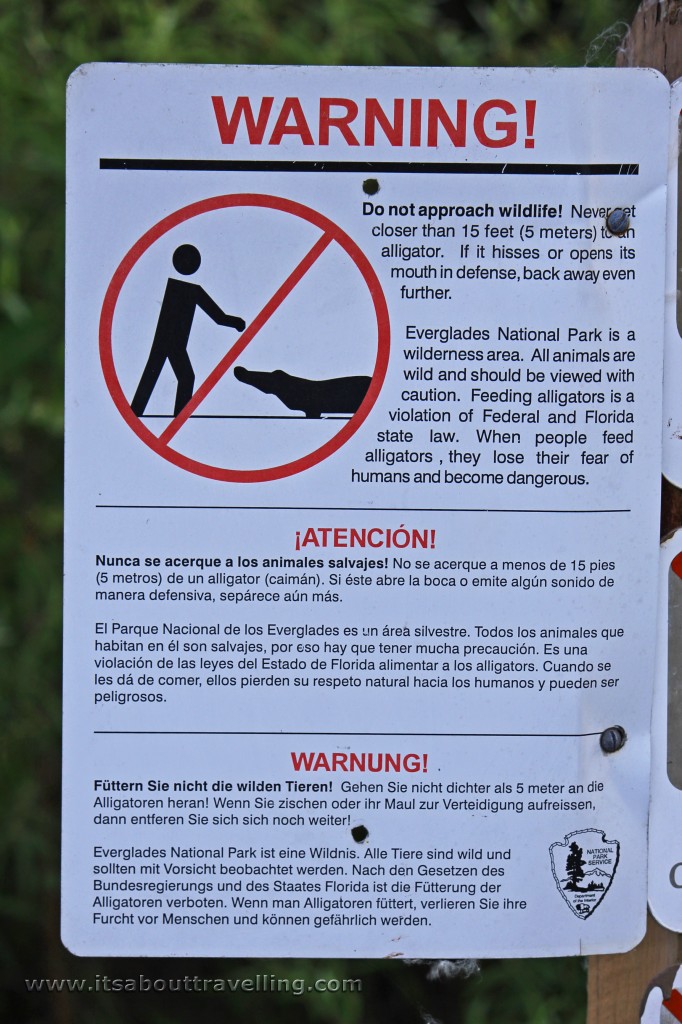 warning sign florida everglades national park