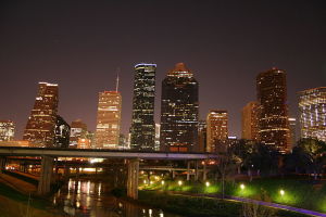 houston texas skyline night