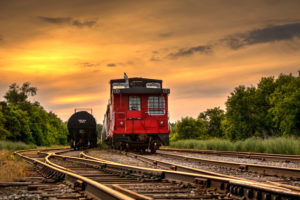 orangeville ontario railway train sunset hdr