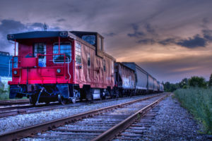 orangeville ontario railway train sunset hdr