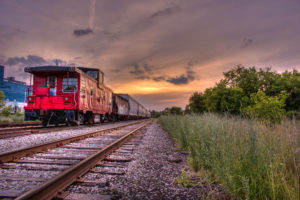 orangeville ontario railway train sunset hdr