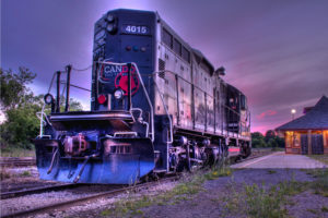 orangeville ontario railway train sunset hdr