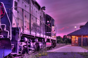 orangeville ontario railway train sunset hdr