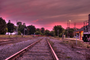 orangeville ontario railway train sunset hdr