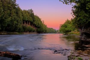 looking downstream on the grand river from bissell dam