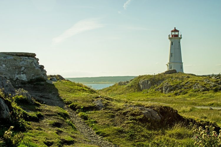 louisbourg lighthouse cape breton nova scotia atlantic ocean