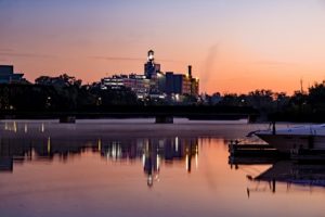 downtown peterborough ontario sunrise