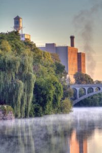 downtown peterborough ontario sunrise