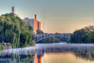 downtown peterborough ontario sunrise